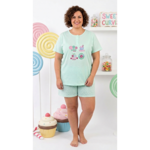 Pijama verano Candy Verde,Tallas XL,2XL, 3XL, 4XL