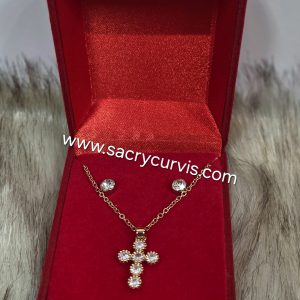 Conjunto de acero pendientes y gargantilla